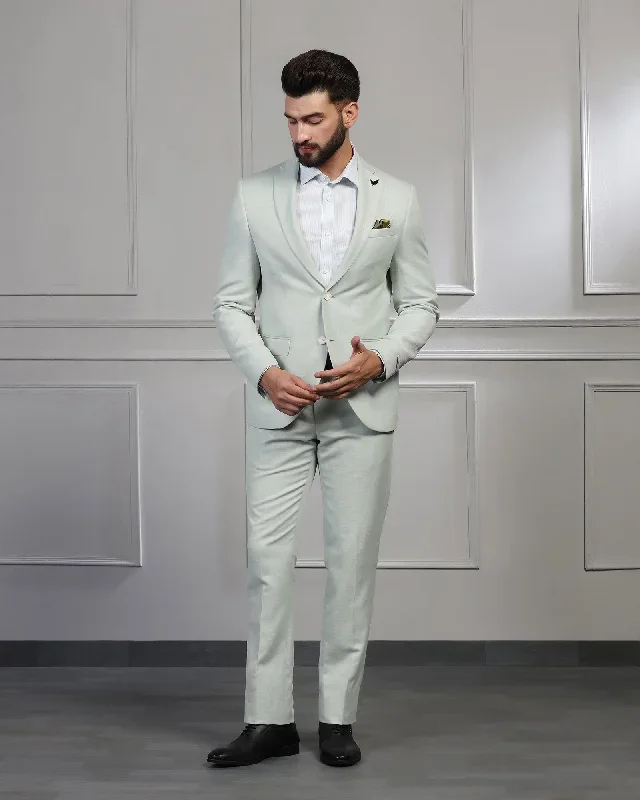 Linen Two Piece Mint Green Textured Formal Suit - Mineral