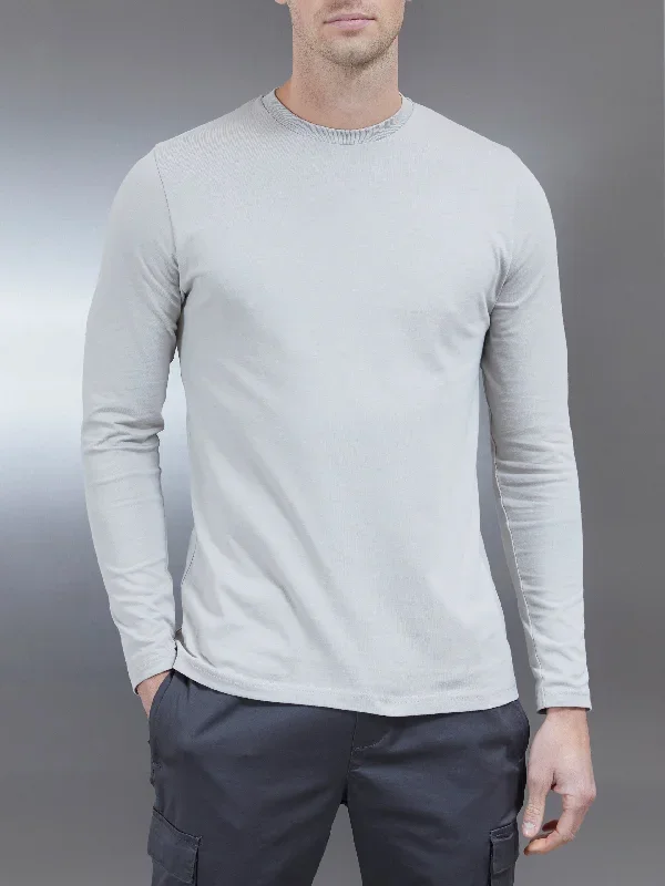 Long Sleeve Slim Fit T-Shirt in Stone