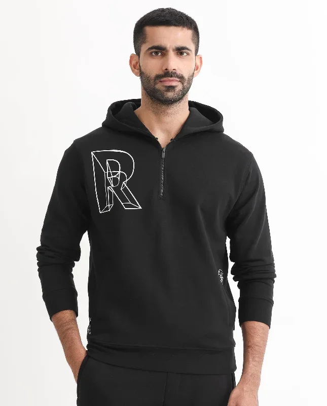 RARE RABBIT MEN'S LUAN BLACK SWEATSHIRT FULL SLEEVES SOLID