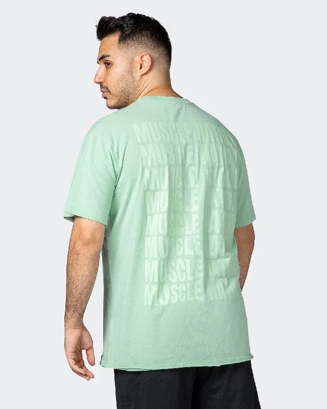 Mens Box Wave Oversized Vintage Tee - Washed Pastel Green