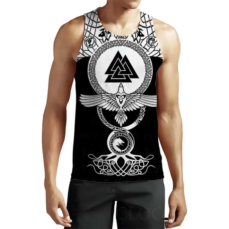 Men's Casual Round Neck Viking Print Tank Top 69617750M