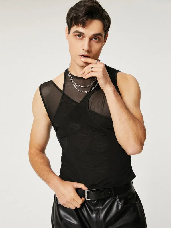 Mens Cutout Mesh See Through Tank Top SKUJ25410