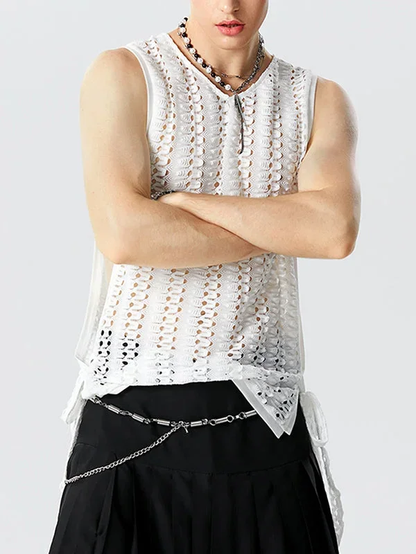 Mens Knit Hollow V-Neck Tie Side Vest SKUK14632