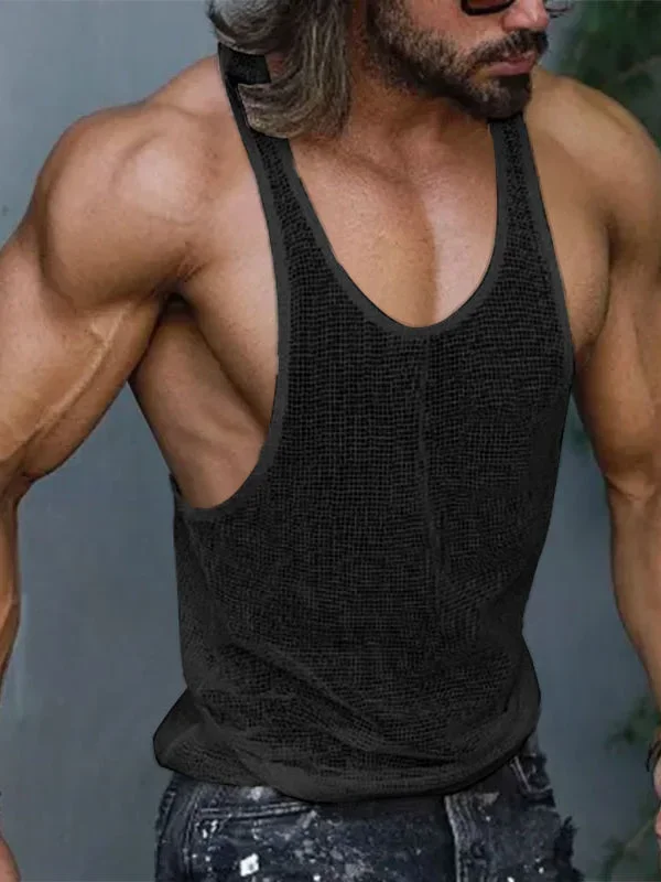 Mens Mesh See Through Casual Sleeveless Tank SKUK05476