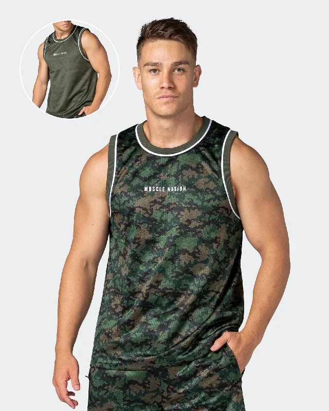 Reversible Basketball Jersey - Dark Khaki Camo / Dark Khaki