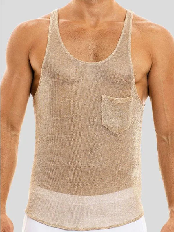 Mens Sleeveless See Through Mesh Vest SKUG89923