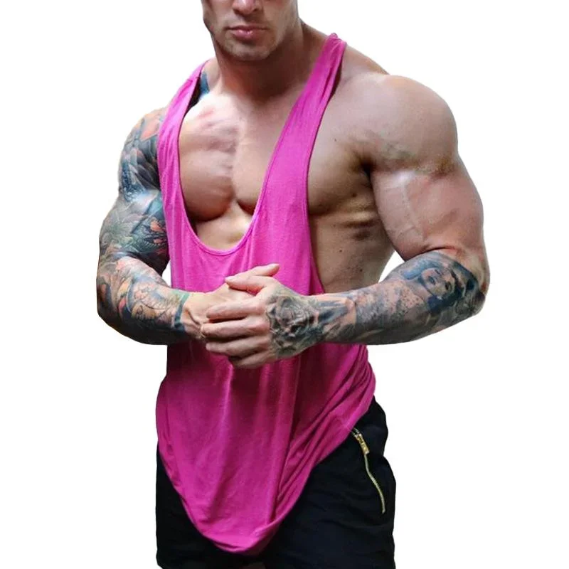 Men's Solid Loose Sleeveless Sports Fitness Tank Top 24026191Z