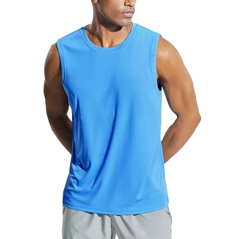 Men's Solid Round Neck Sleeveless Sports Tank Top 37561754Z