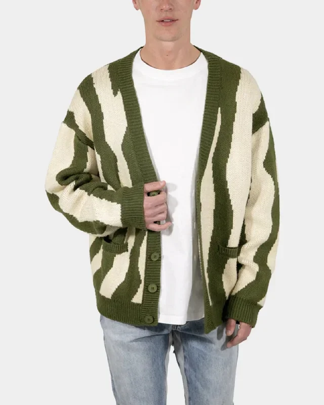 MNML Zebra Cardigan Green/White