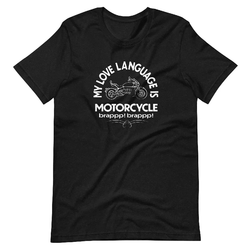 ""My Love Language is Motorcycle"" (Dark) Tee Shirt