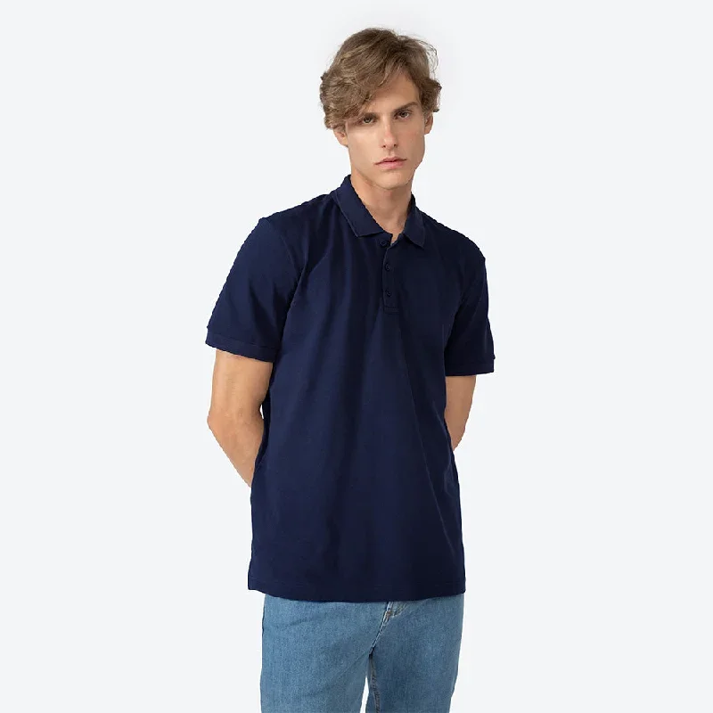 Polo Piquet Pima Masculina - Azul Marinho