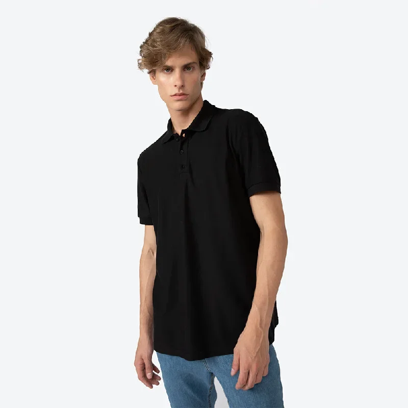 Polo Piquet Pima Masculina - Preto