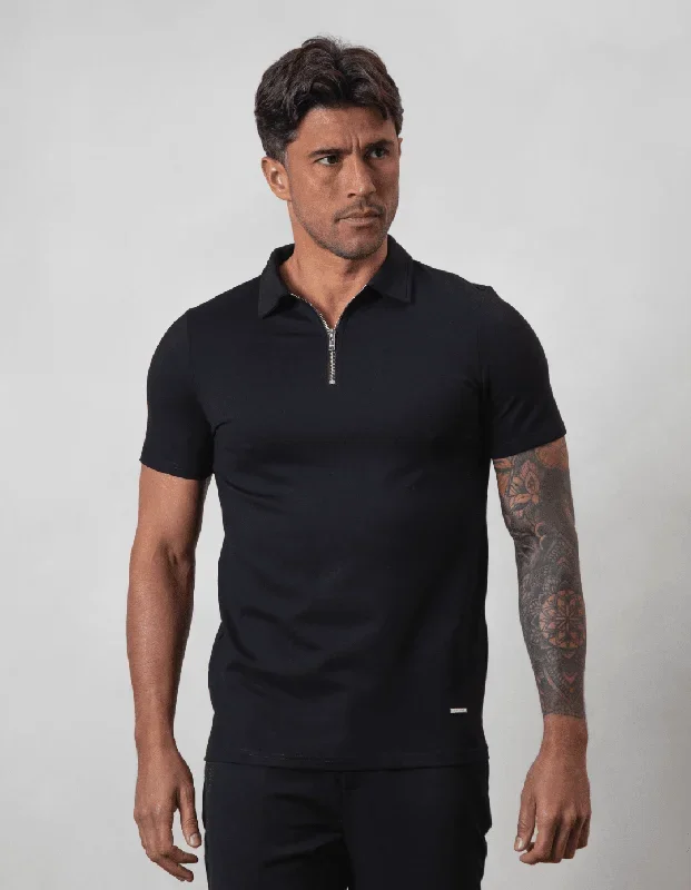 Premium Zip POLO BLACK