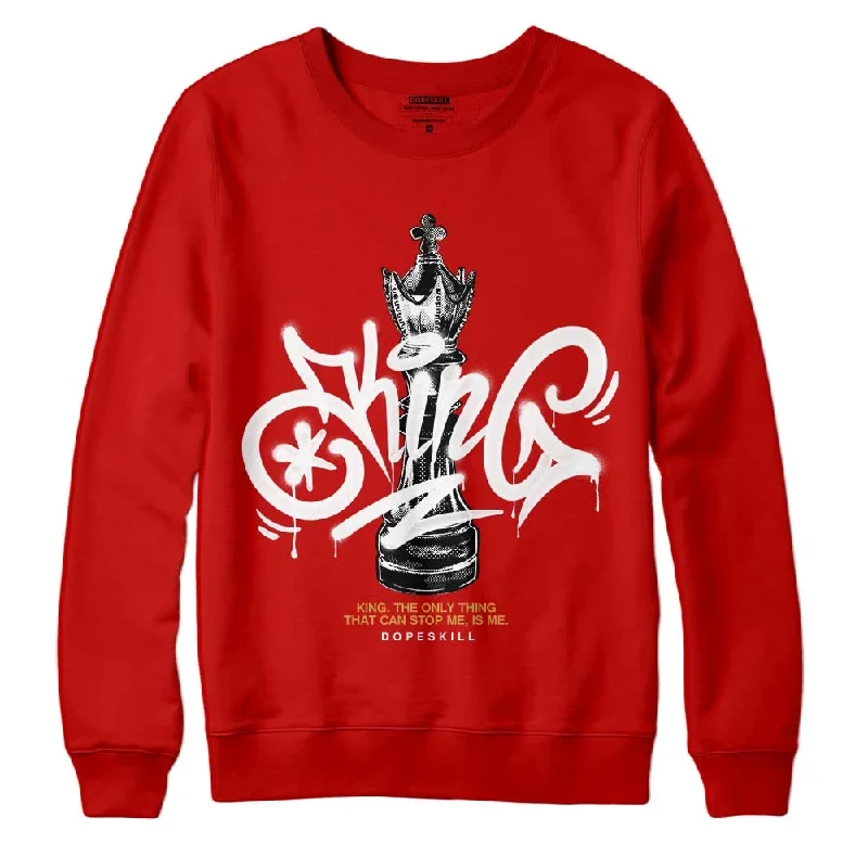 Red Collection DopeSkill Red Sweatshirt King Chess Graphic