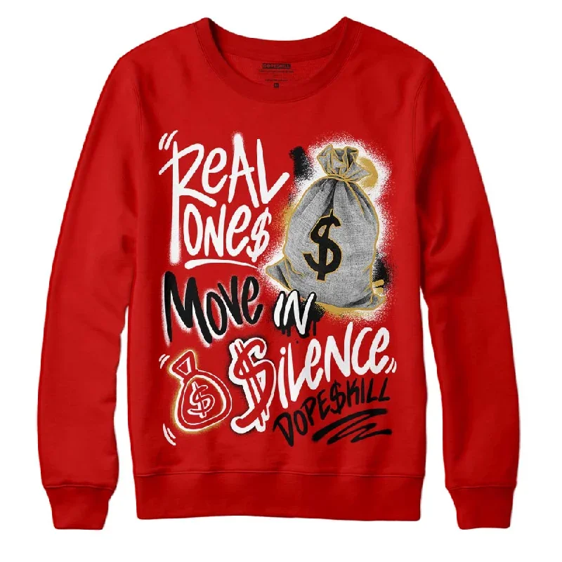 Red Collection DopeSkill Red Sweatshirt Real Ones Move In Silence Graphic