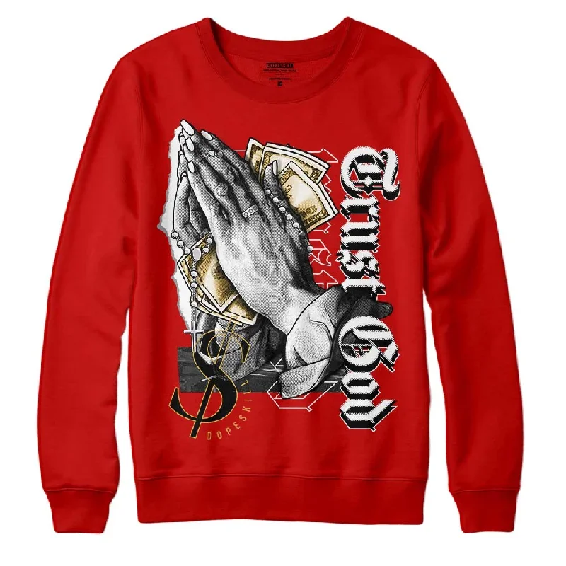 Red Collection DopeSkill Red Sweatshirt Trust God Graphic