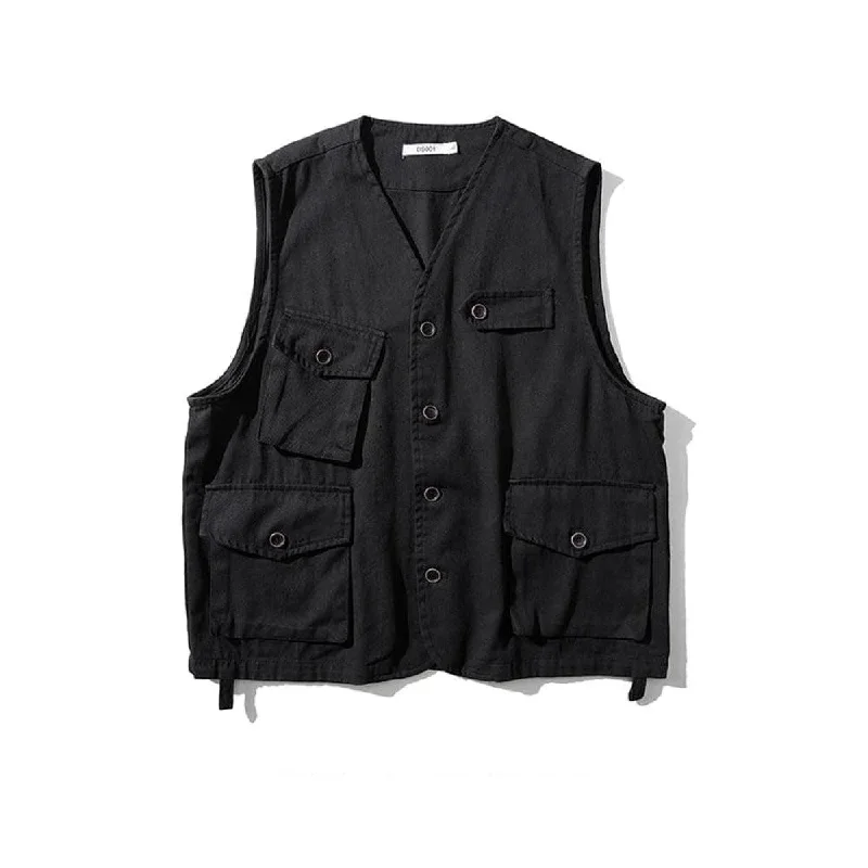 Retro Multi-Pocket Vest Jacket