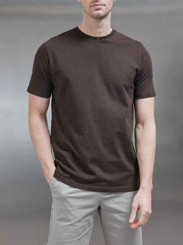 Slim Fit Cotton T-Shirt in Brown