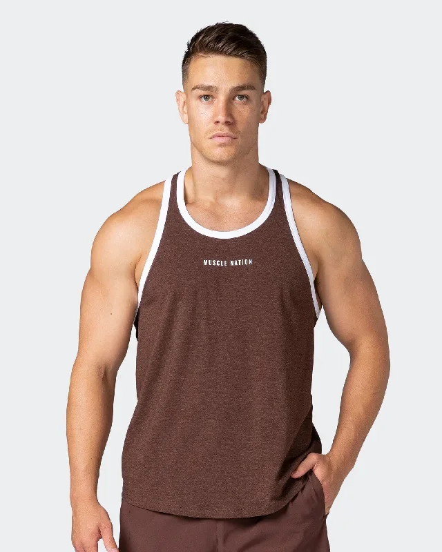 Striker Y Back Singlet - Coffee Marl