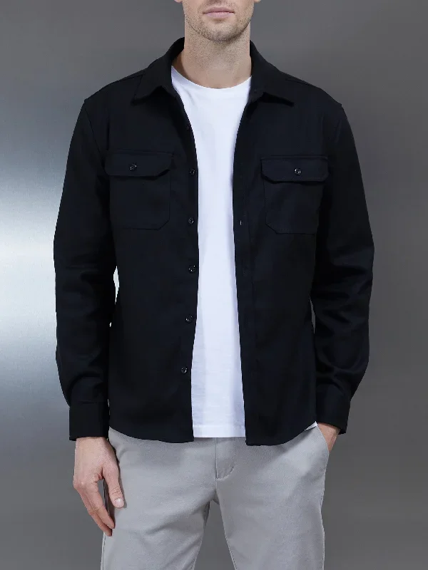 Textured Overshirt in Black