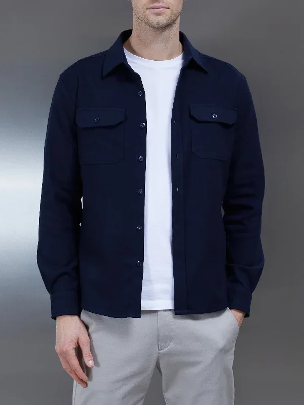 Textured Overshirt in Navy