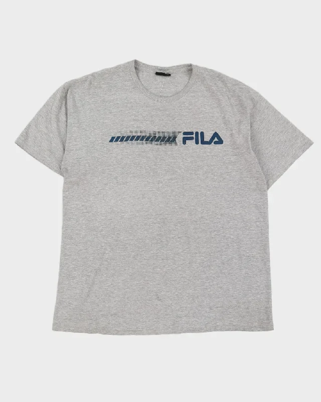 Vintage 00s Fila Grey Marled T-Shirt - XL