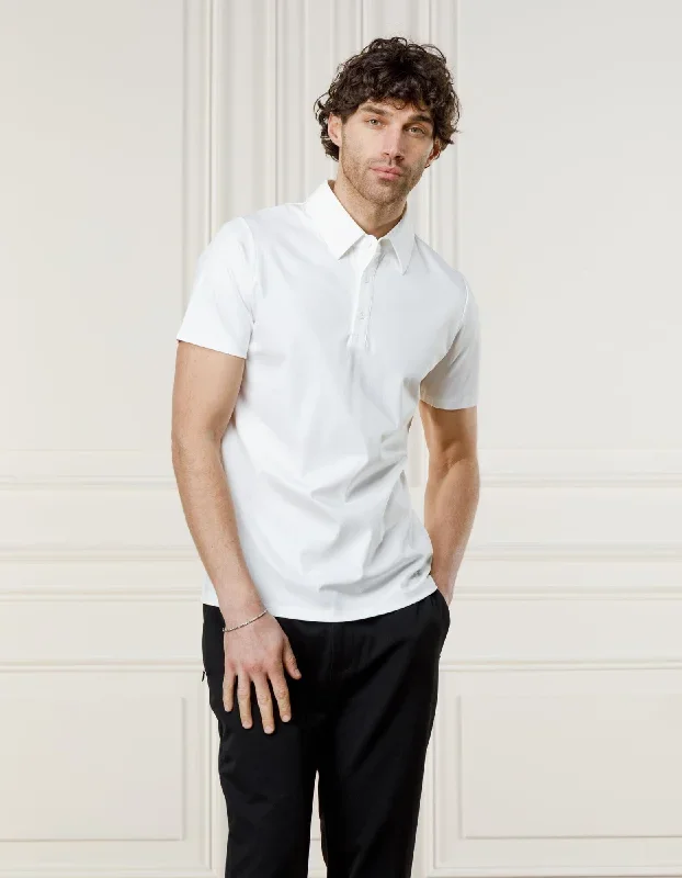 White Mercerised S/S Polo